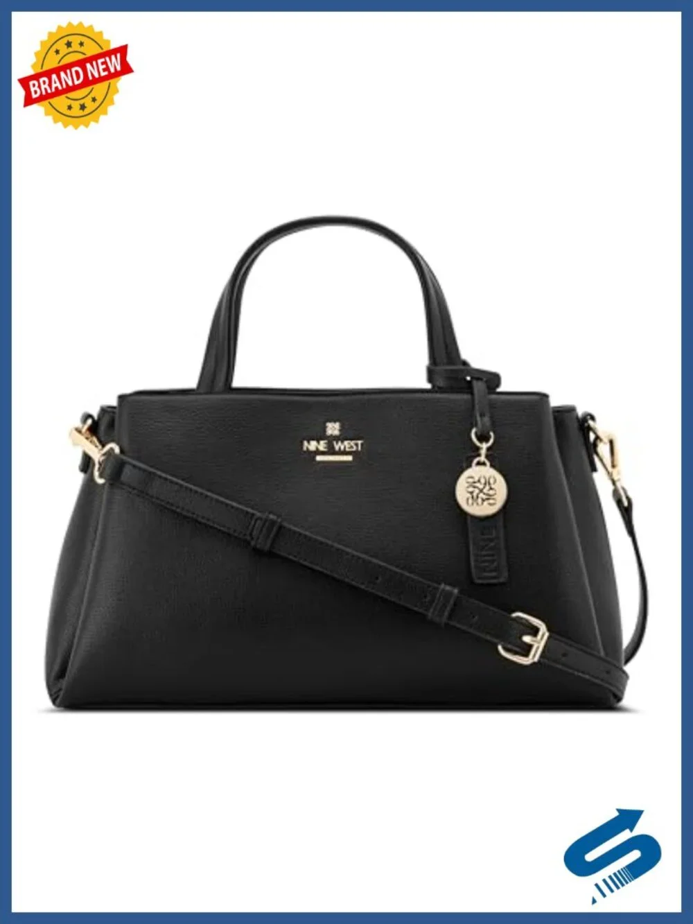 PU Leather Satchel with Adjustable Shoulder Strap, Zip Closure, 5 Pockets